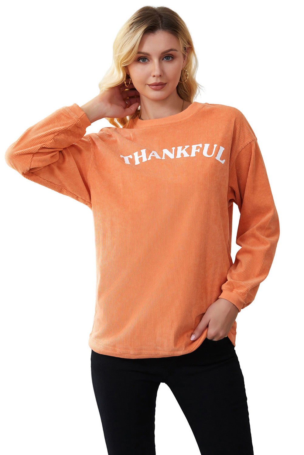 THANKFUL Graphic Corded Sweatshirt