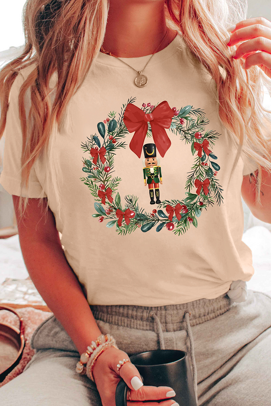 Nutcracker Bow Christmas Wreath T Shirt