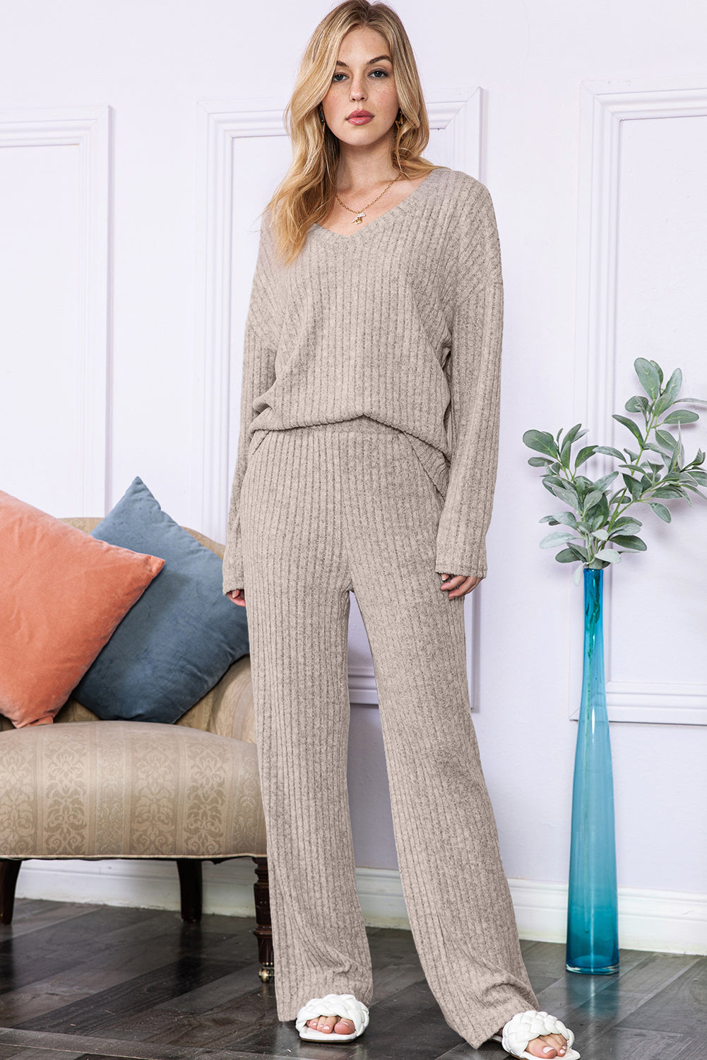 Slouchy Ribbed Knit Loungewear Set