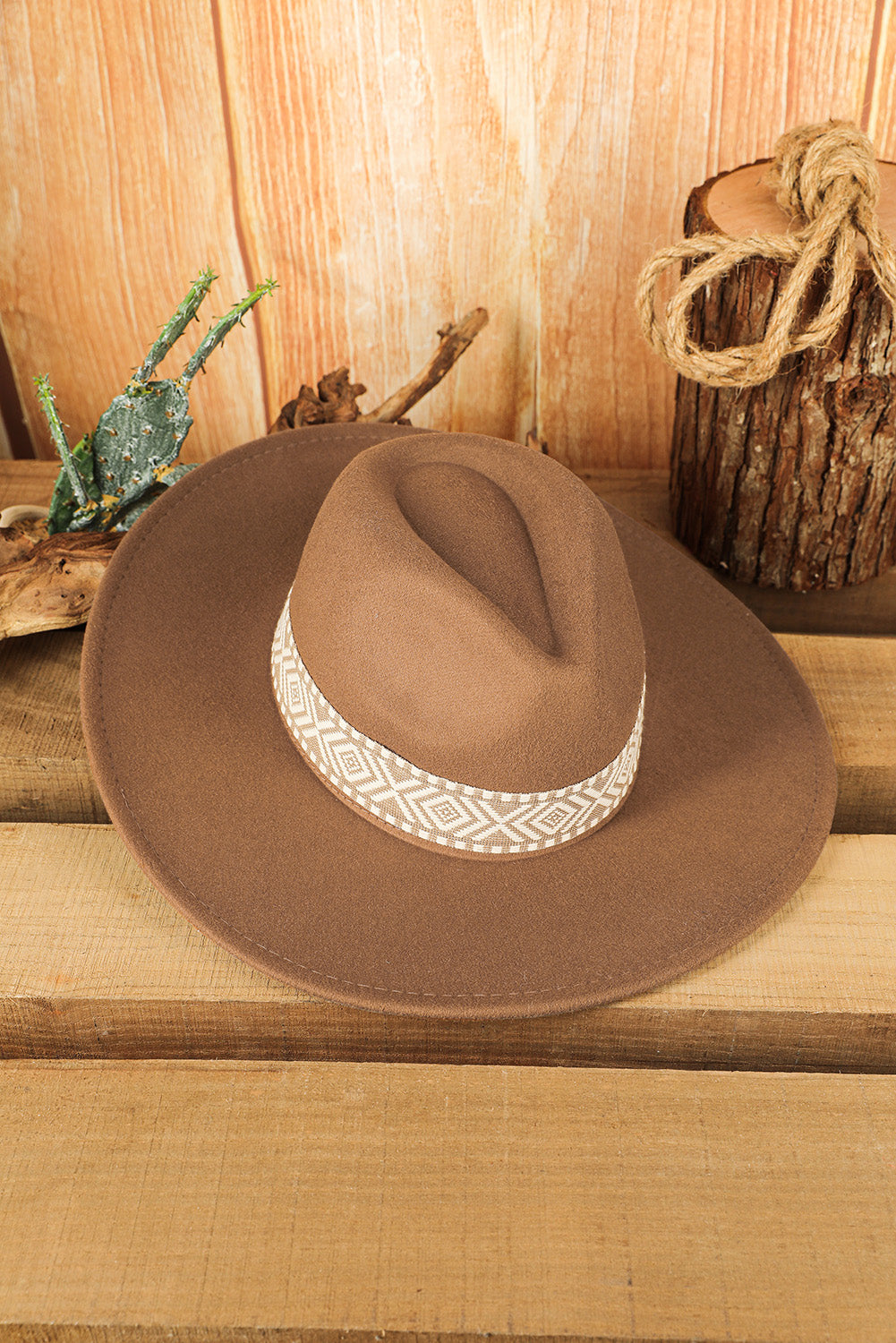 Brown Western Flat Brim Cowboy Hat