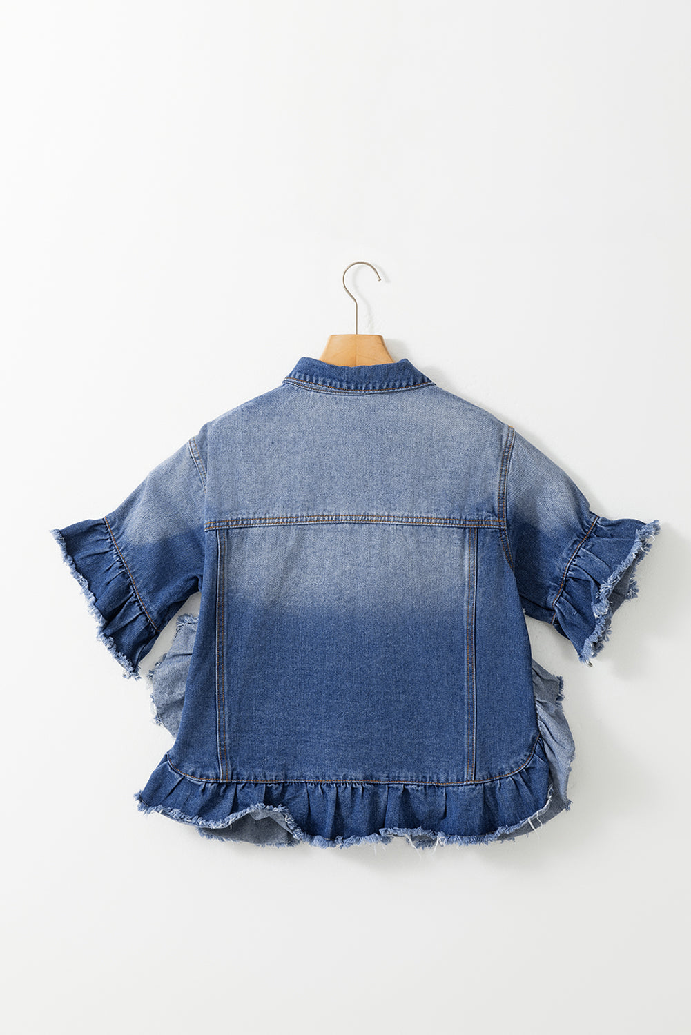 Raw Edge Short Sleeve Denim Jacket