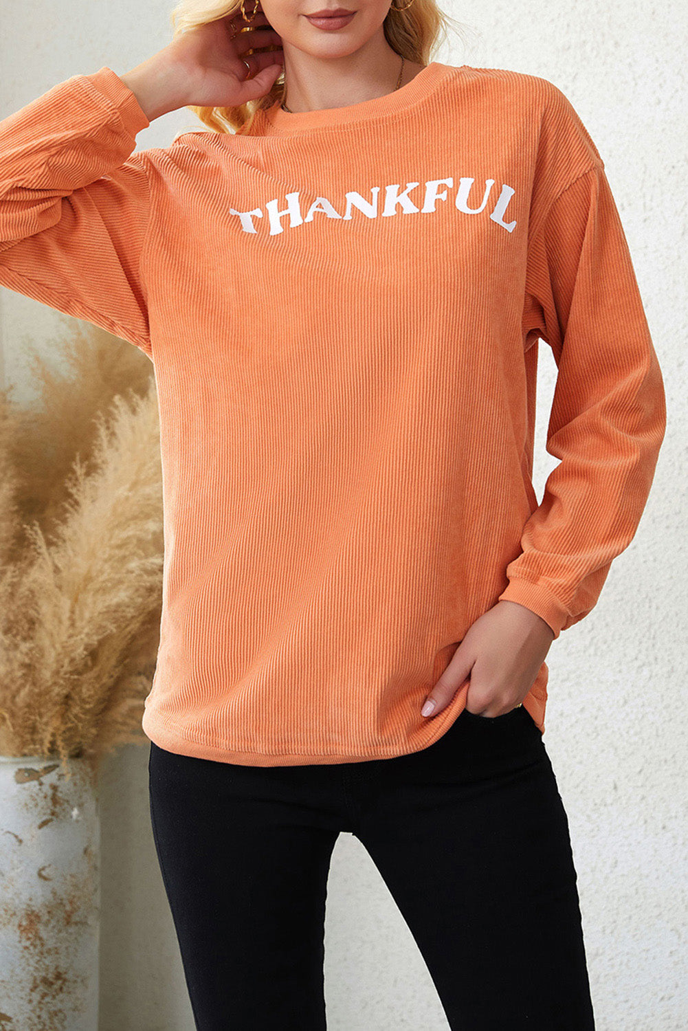 THANKFUL Graphic Corded Sweatshirt