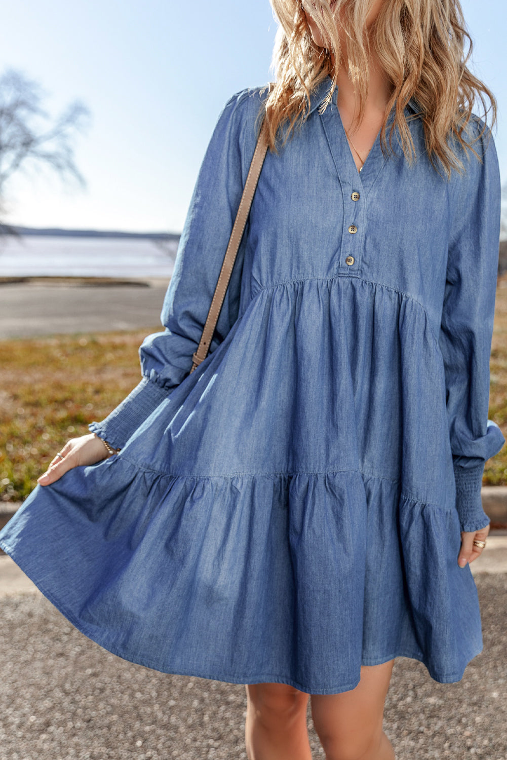 Tiered Denim Dress