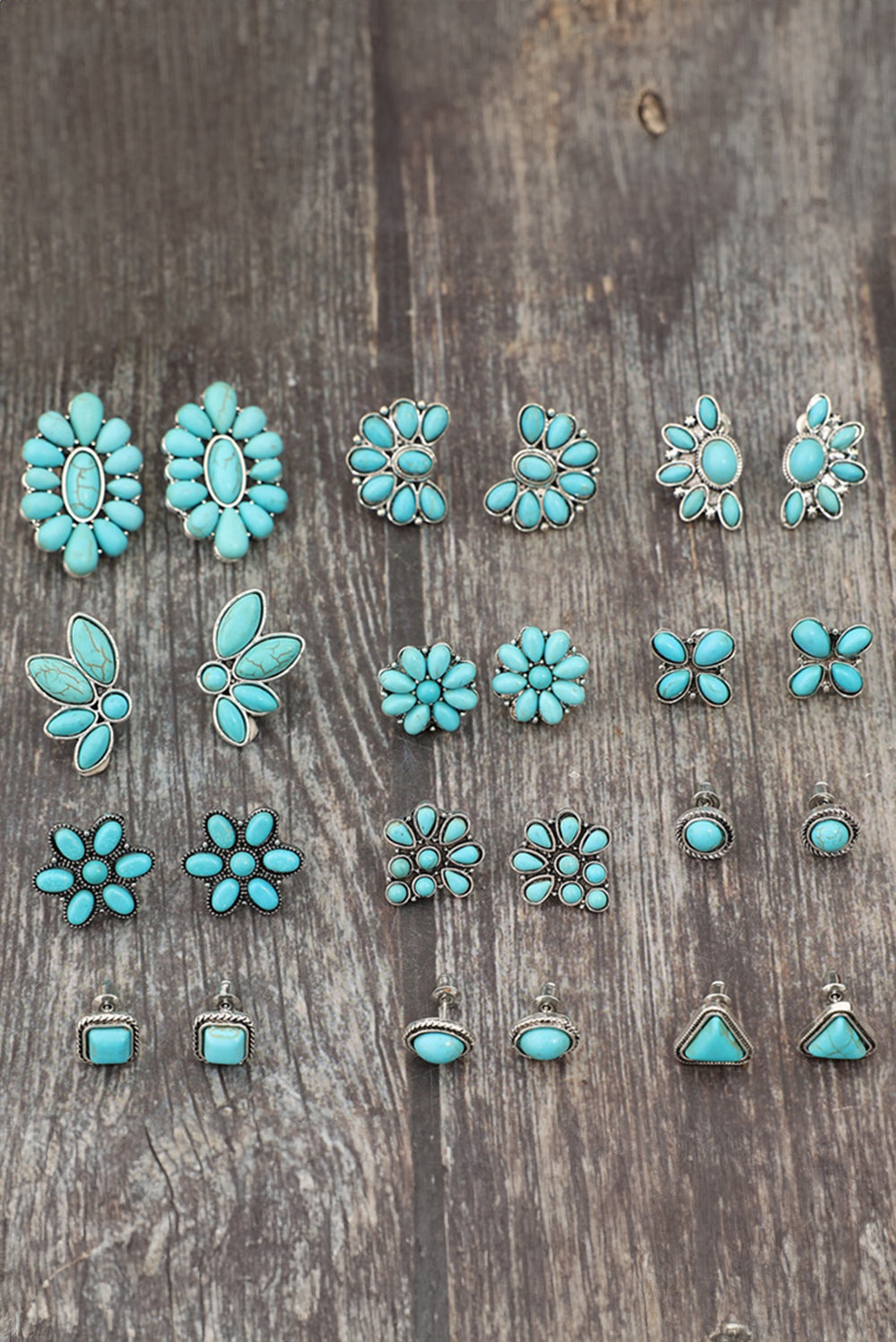 Boho Turquoise Inlay Stud Earring Sets (12)