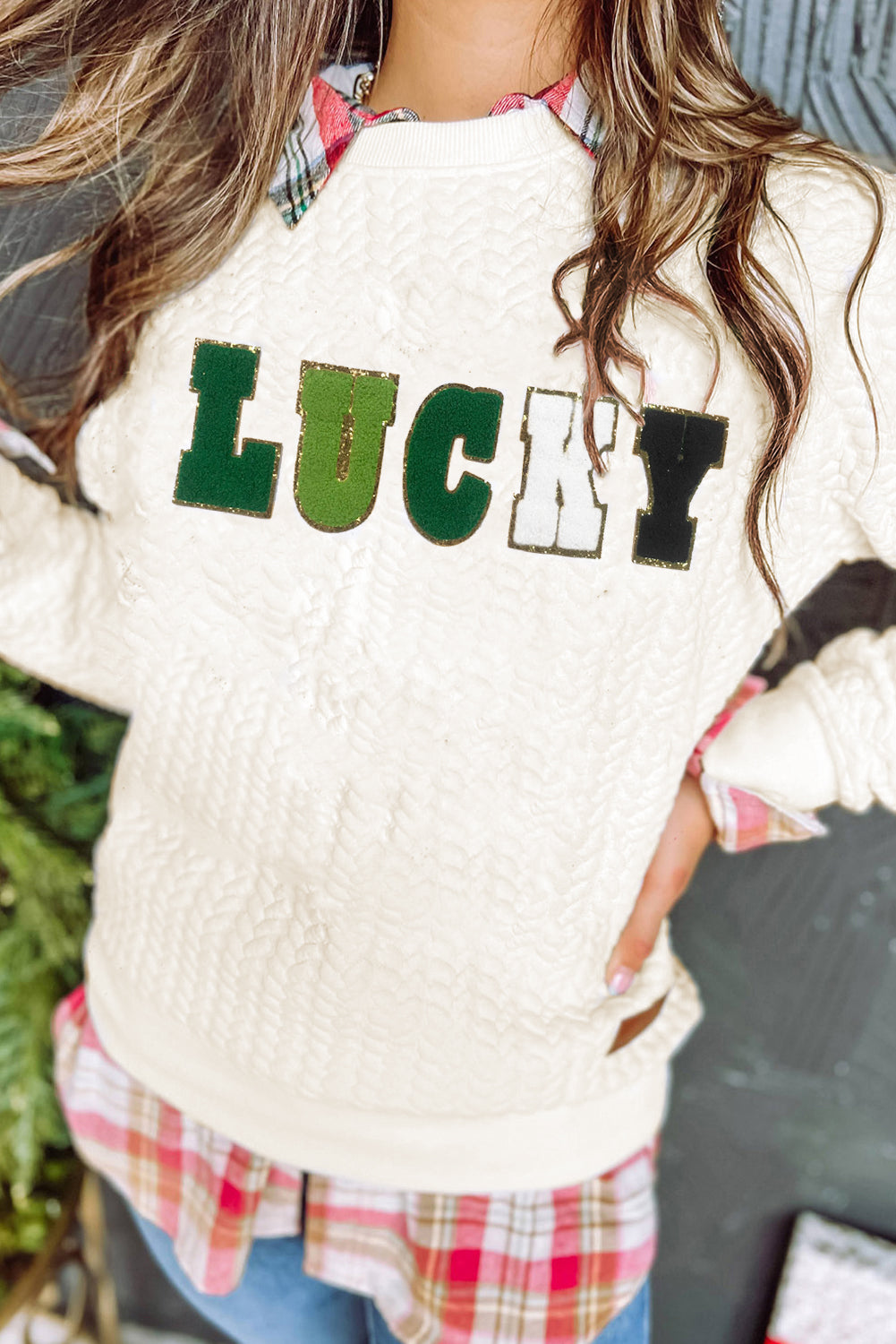 Lucky Chenille Patched Quilted Sweatshirt