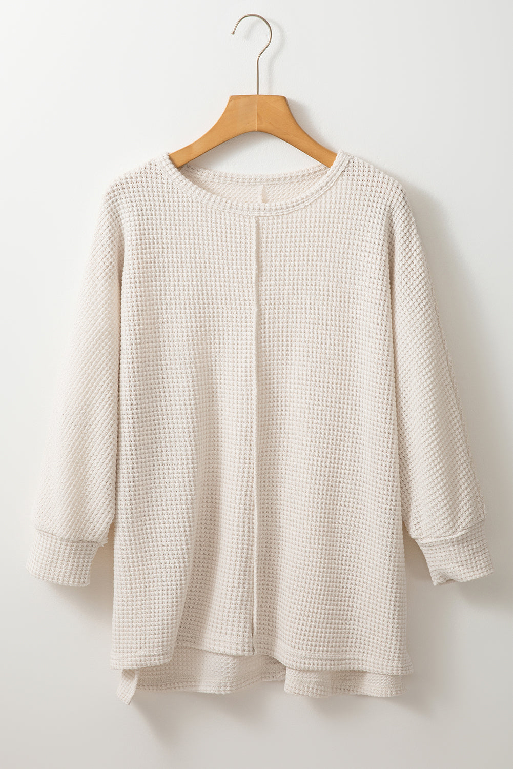 Waffle Knit Batwing Sleeve Oversized Top