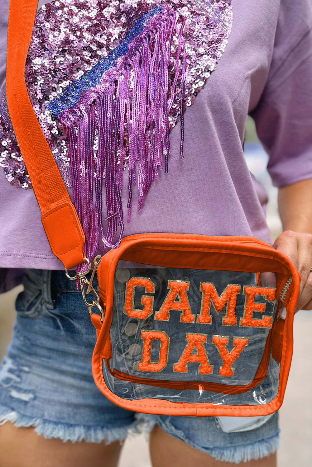 Clear Event Bag with Chenille Gameday Lettering