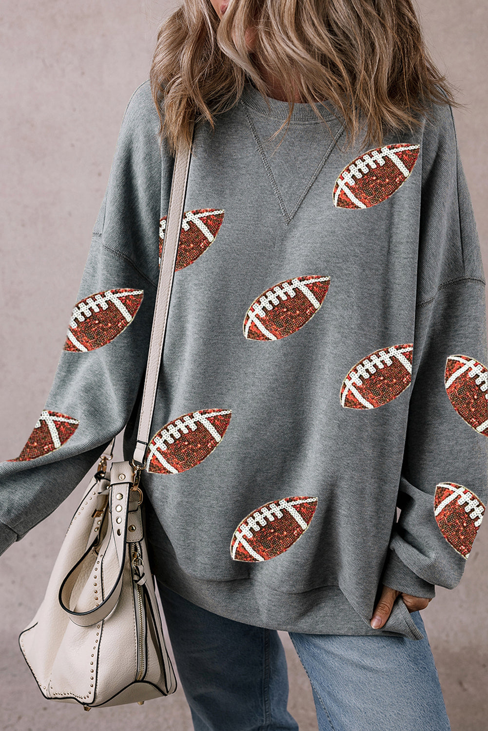 Sequin Game Day Football Sweatshirt