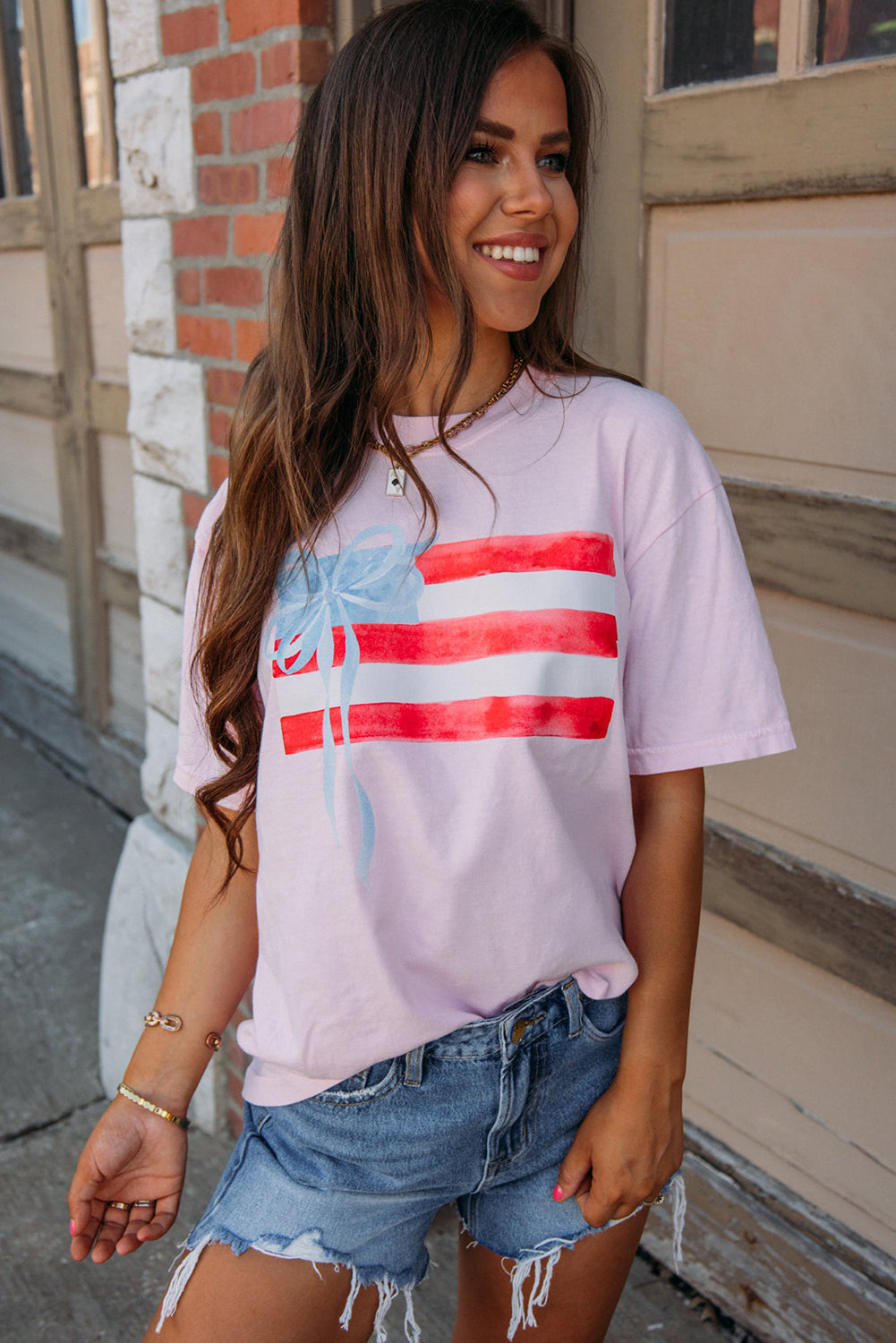 Flag Bow Crewneck Tee