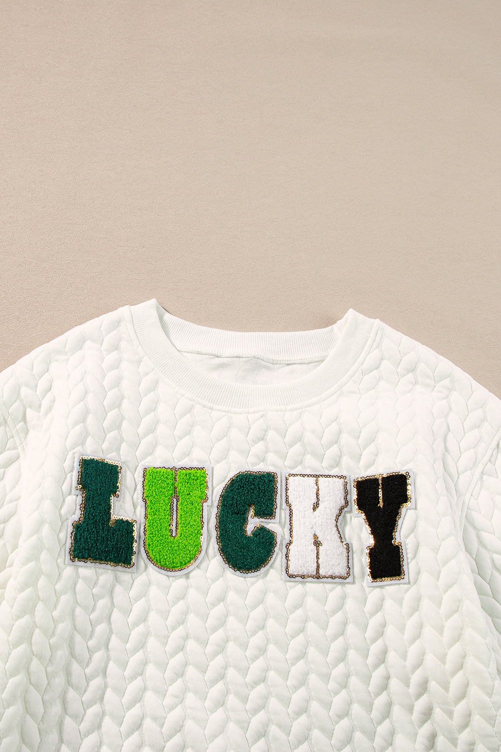 Lucky Chenille Patched Quilted Sweatshirt