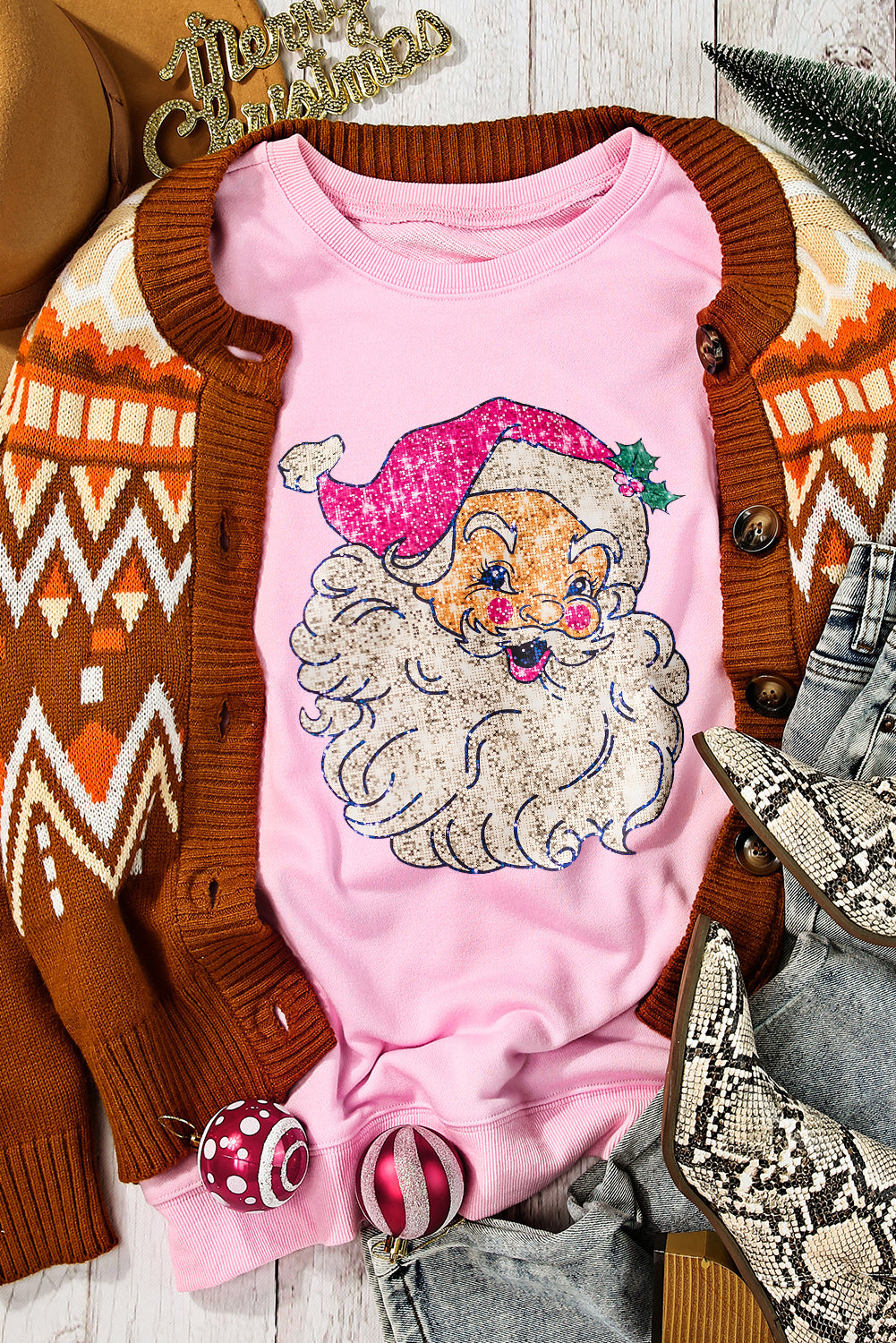 Pink Claus Christmas Sweatshirt