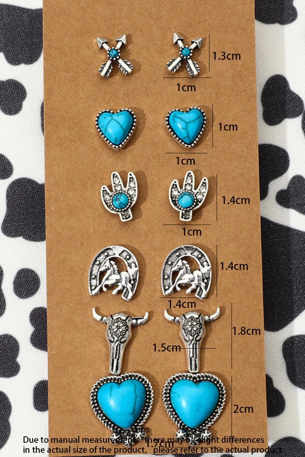 6 Pair Turquoise Alloy Stud Earrings