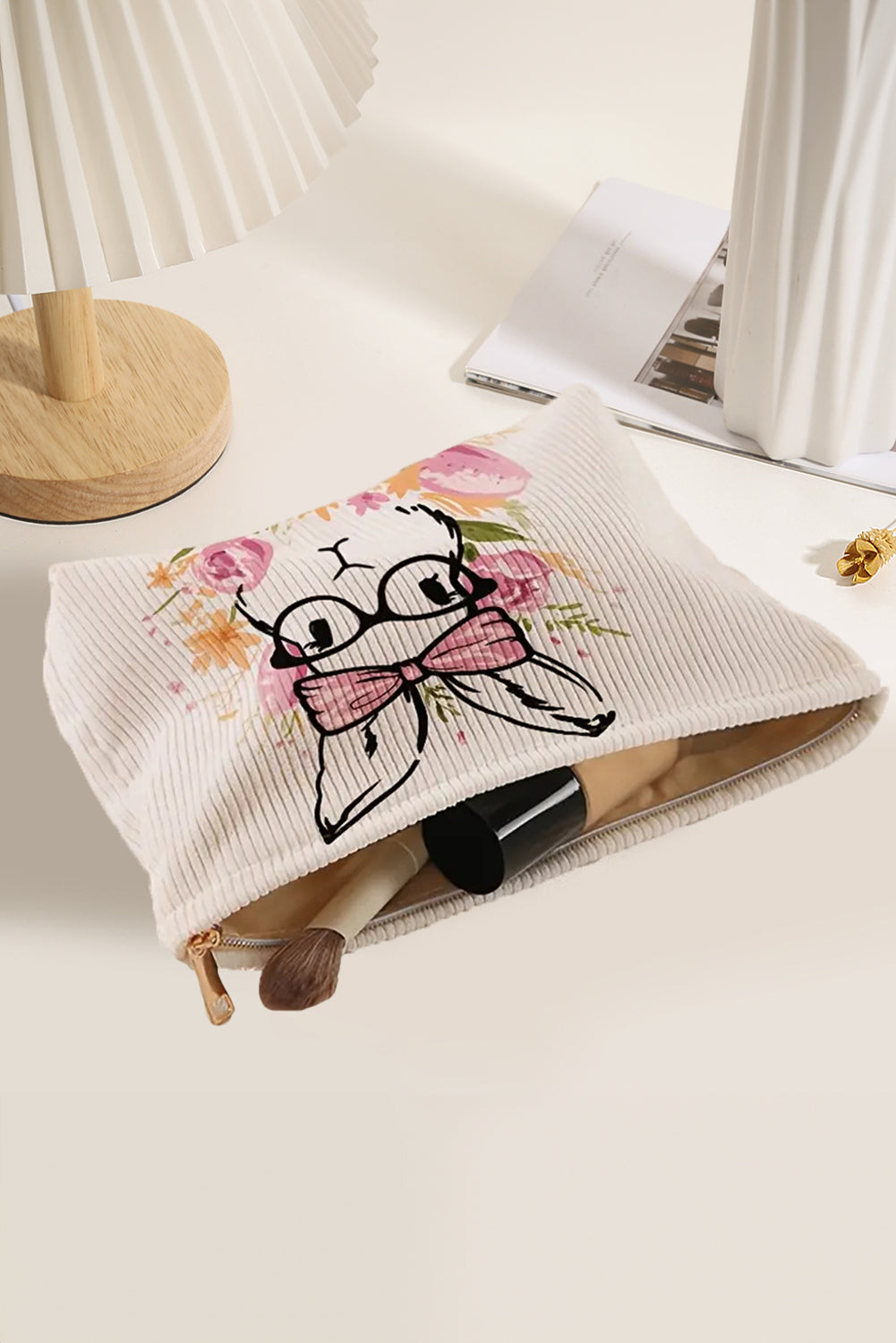 Easter Bunny Corduroy Makeup Bag