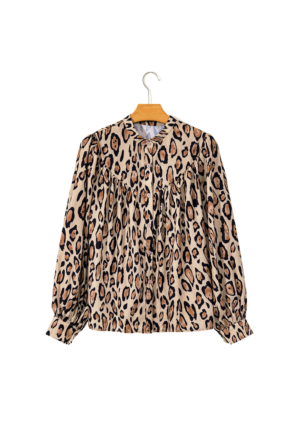 Leopard Print Balloon Sleeve Loose Blouse