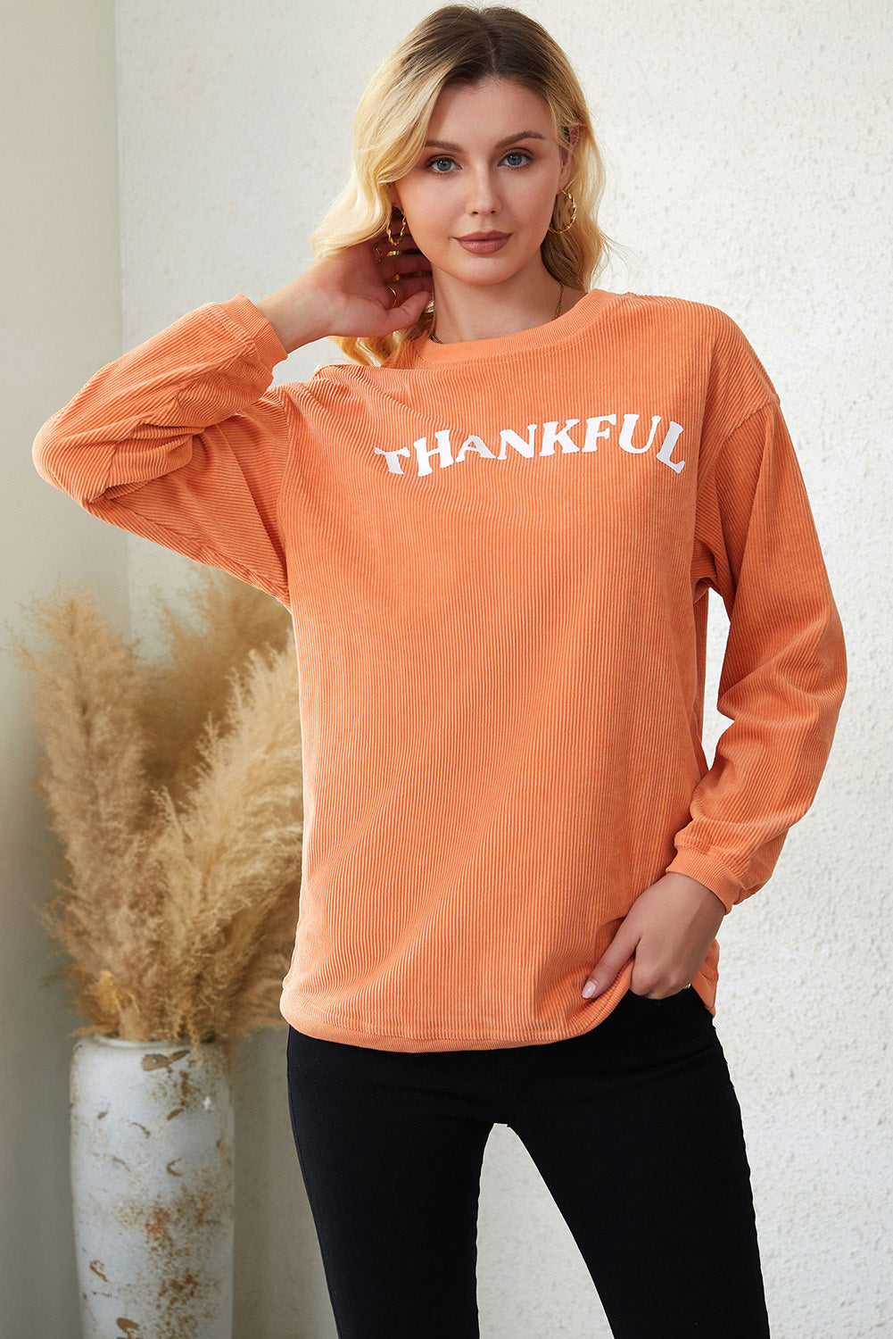 THANKFUL Graphic Corded Sweatshirt