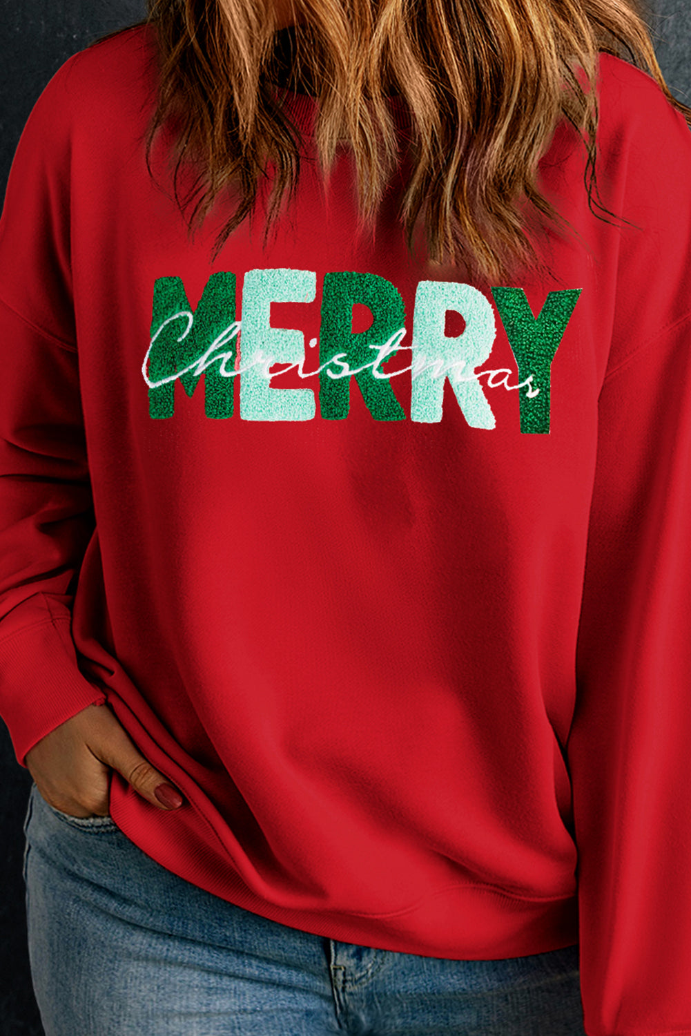 MERRY Christmas Drop Shoulder Sweatshirt - Plus