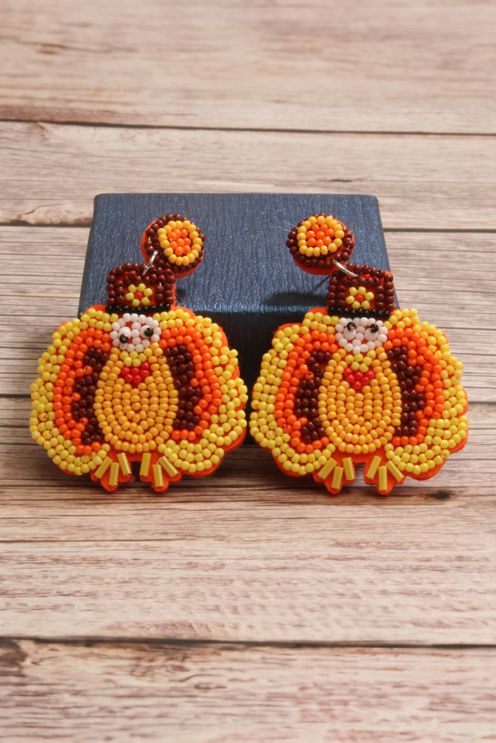 Thanksgiving Turkey Beaded Drop Earrings