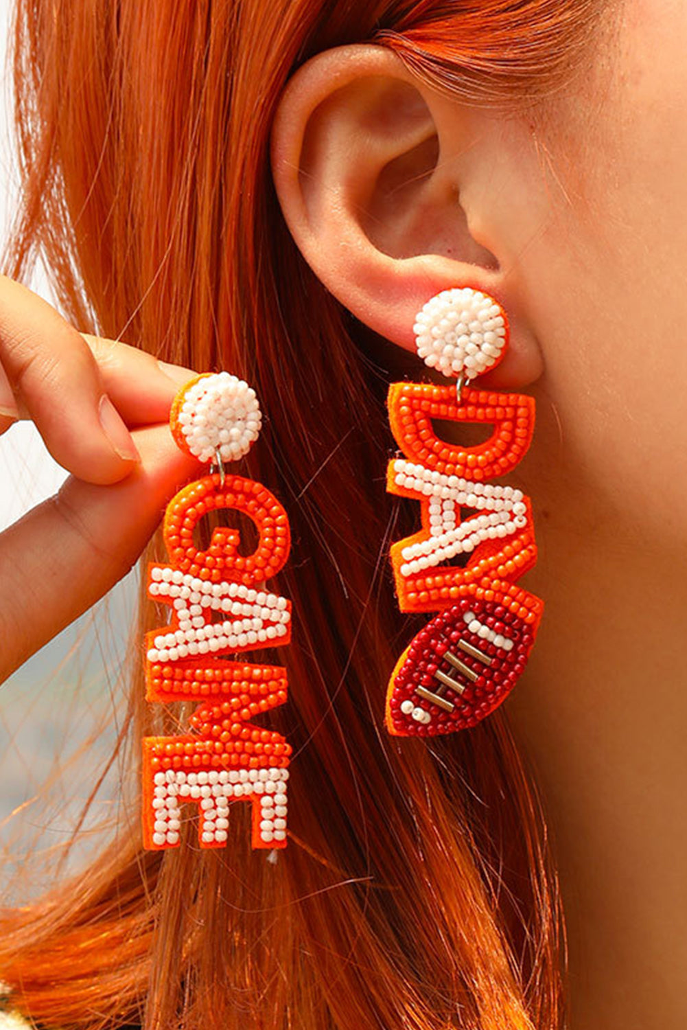 Orange GAMEDAY Rice Bead Earrings