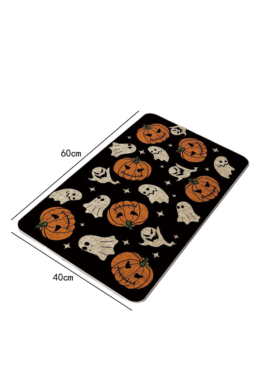 Black Halloween Pumpkin Ghost Door Mat