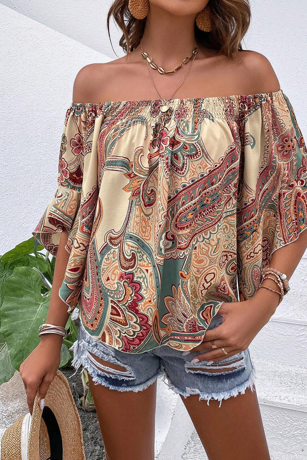 Paisley Off Shoulder Blouse