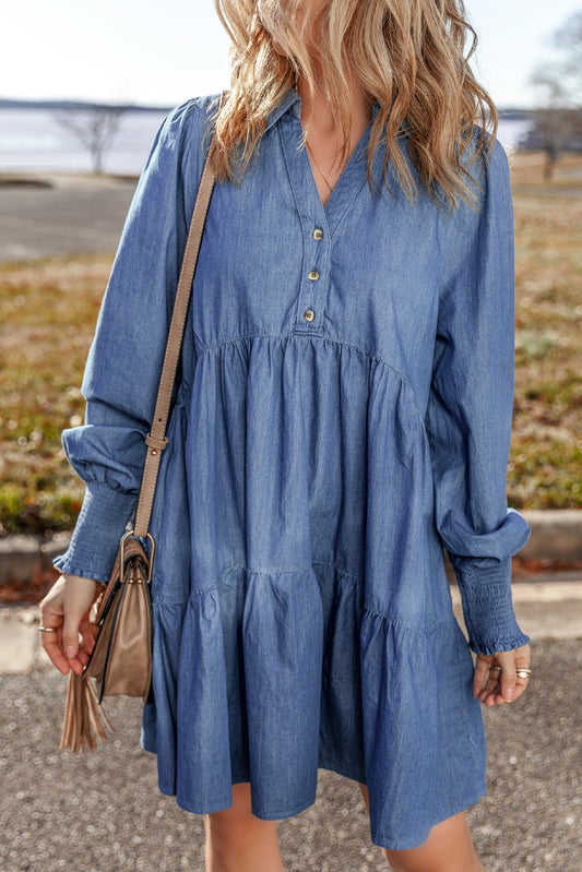 Tiered Denim Dress