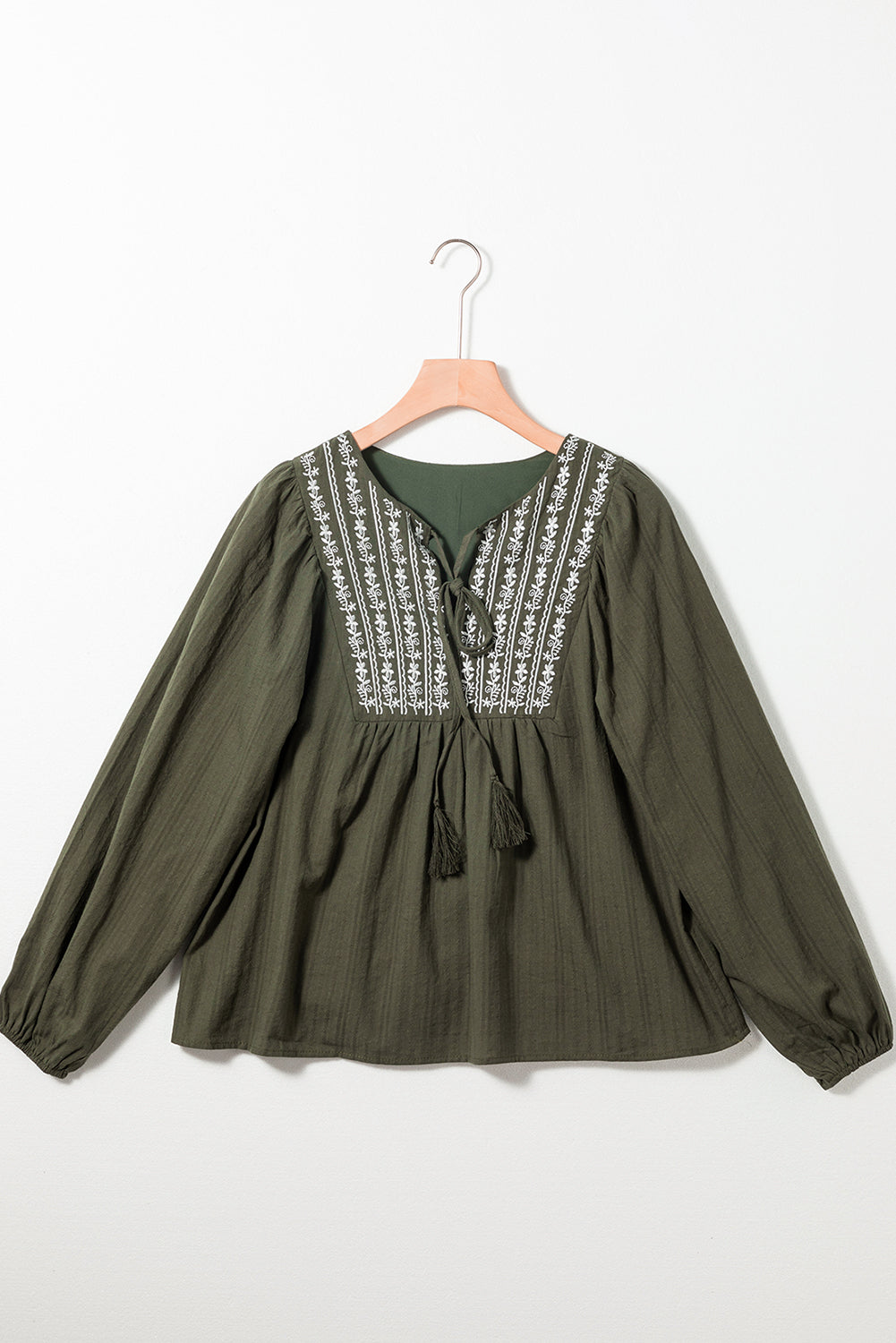 Embroidered Pleated Boho Blouse