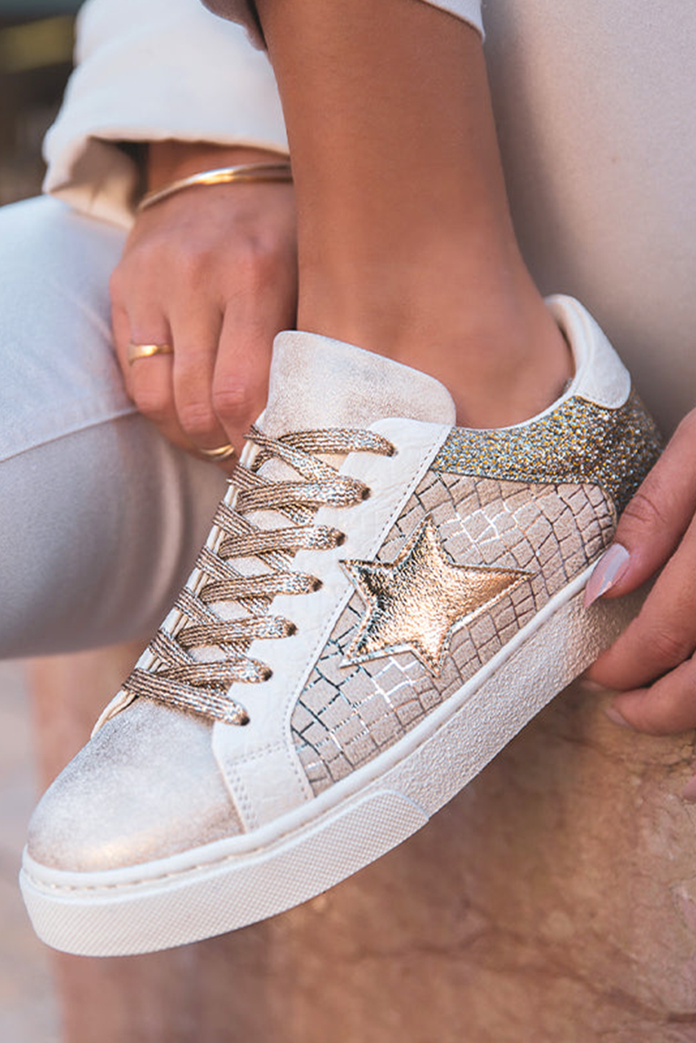 Glitter Star Vegan Leather Sneakers