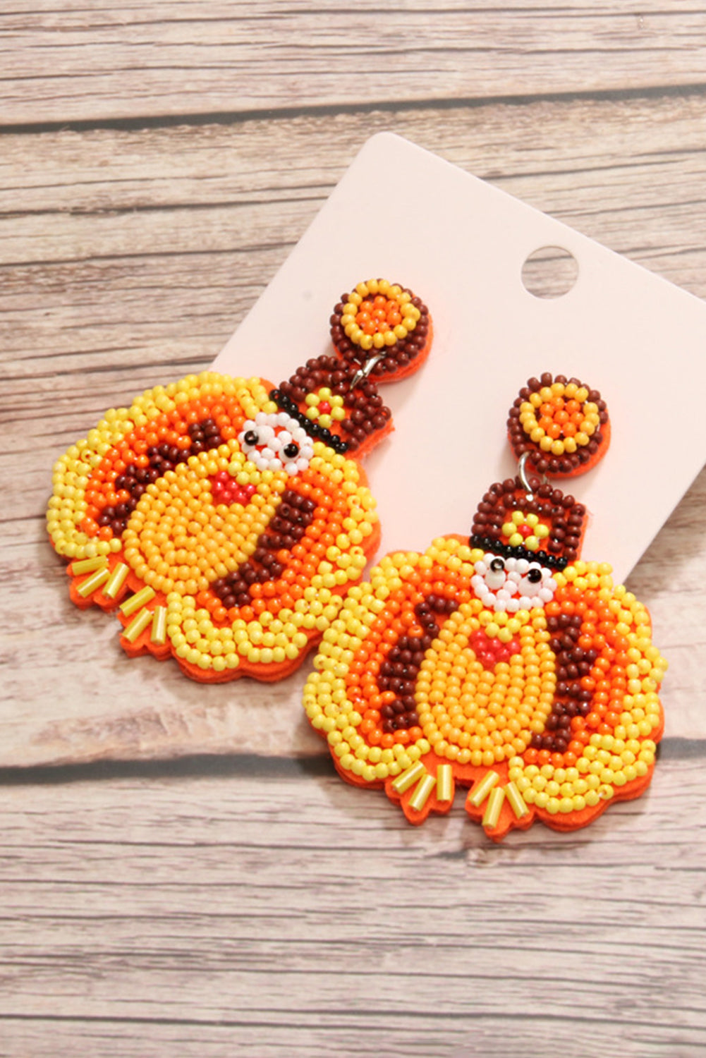 Thanksgiving Turkey Beaded Drop Earrings