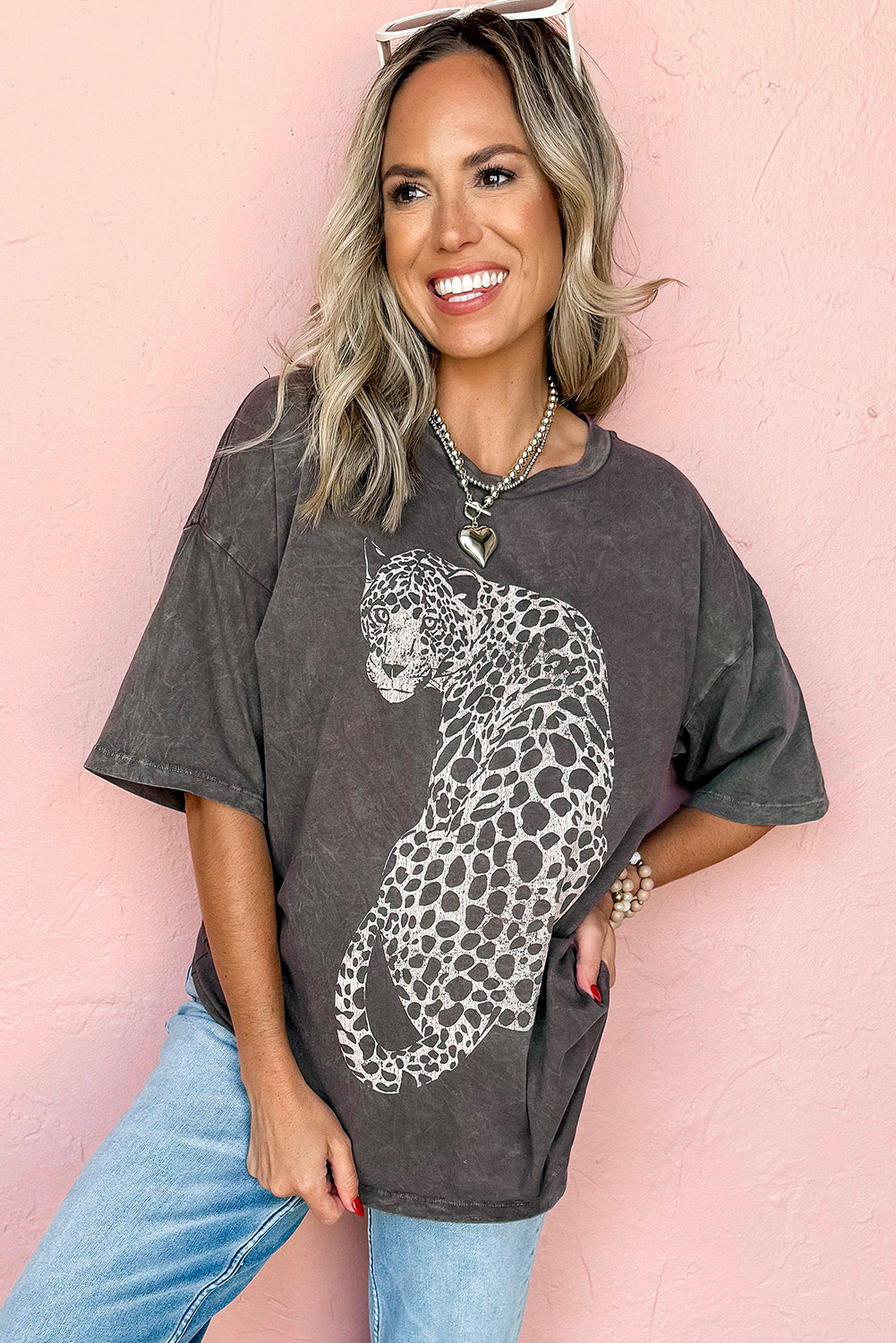 Vintage Cheetah Print Mineral Washed Tee