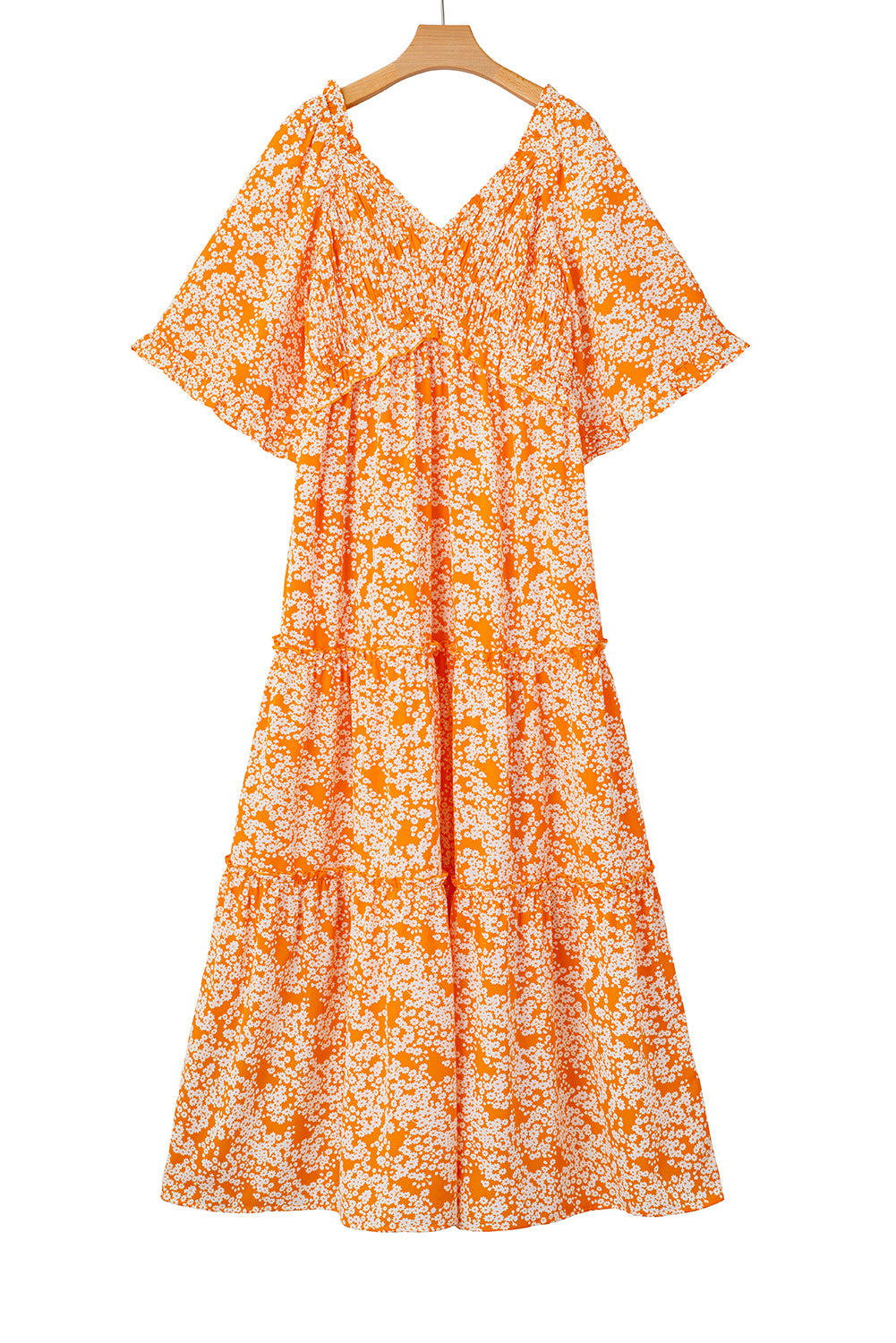 Orange Floral  Maxi Dress