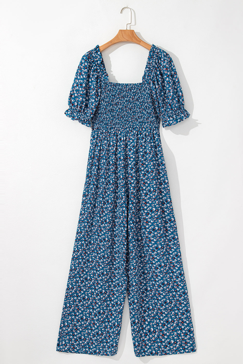 Vintage Floral Smocked Wide Leg Jumpsuit