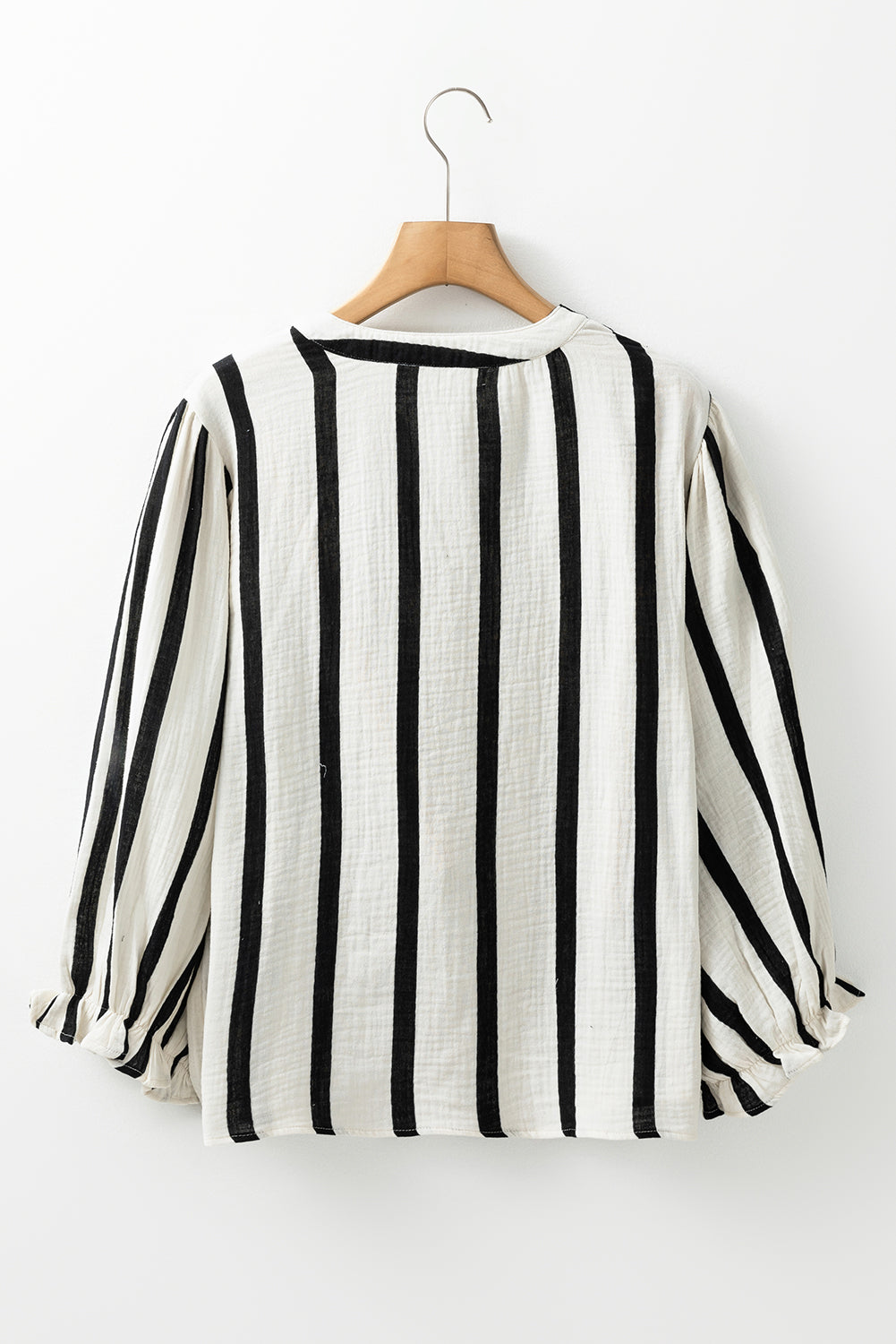 Stripe Crinkle Ruffle Sleeve Top