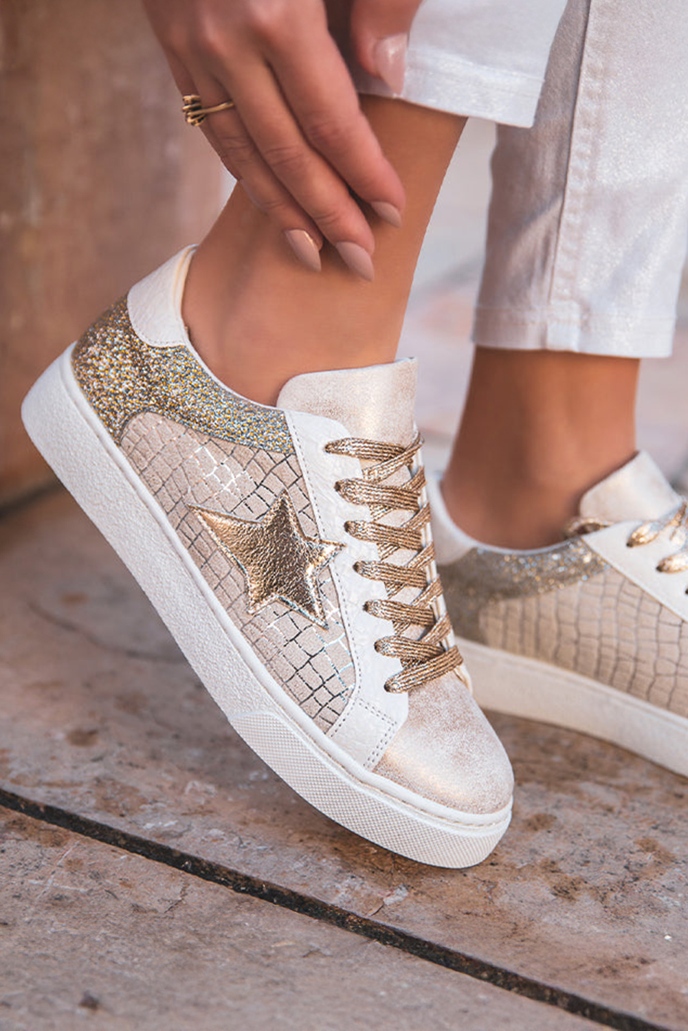 Glitter Star Vegan Leather Sneakers