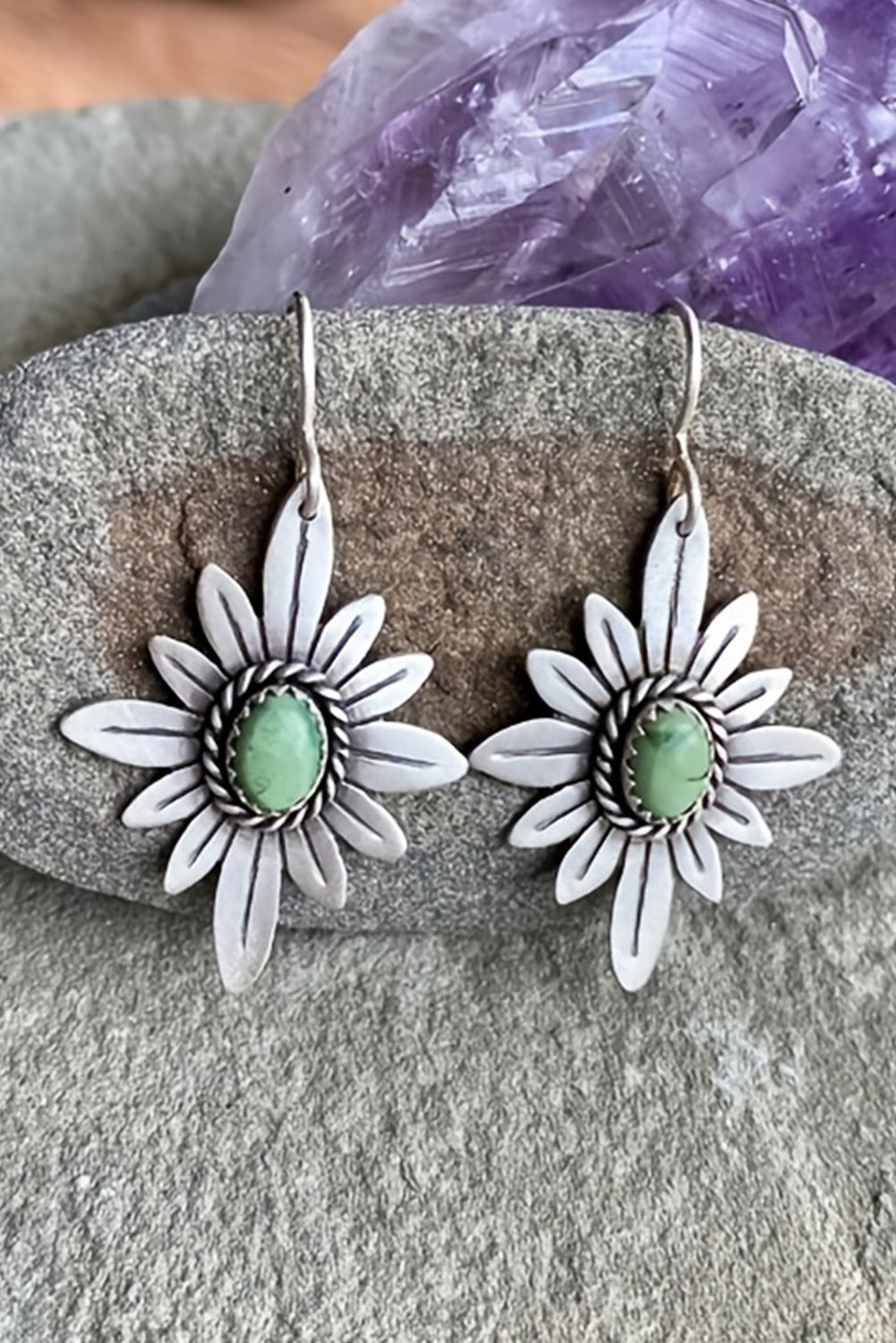 Western Turquoise Flower Earrings