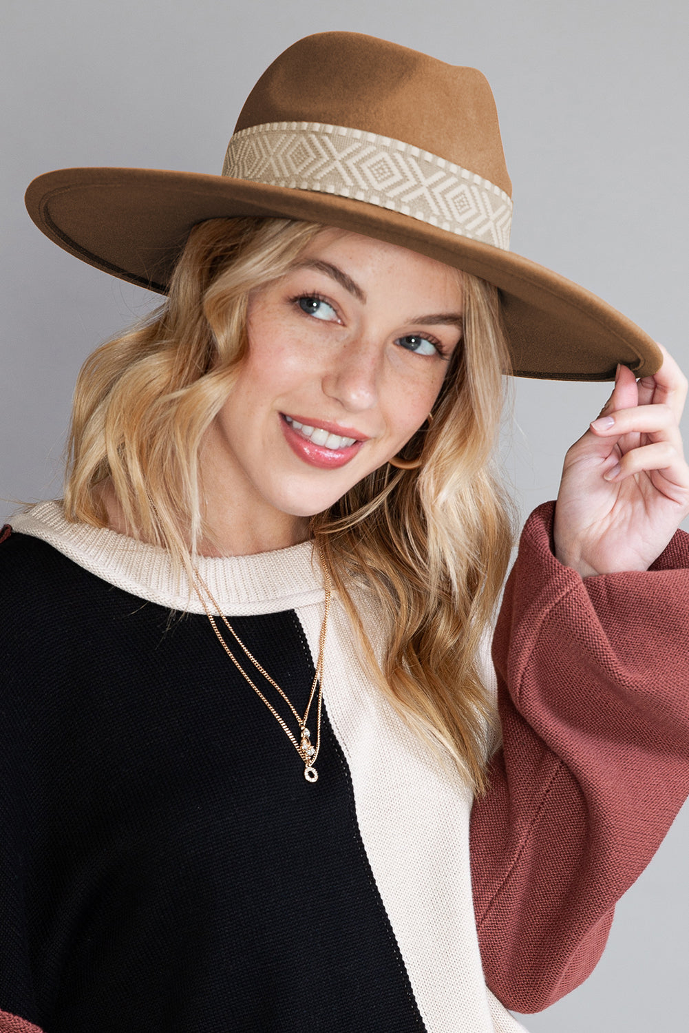 Brown Western Flat Brim Cowboy Hat