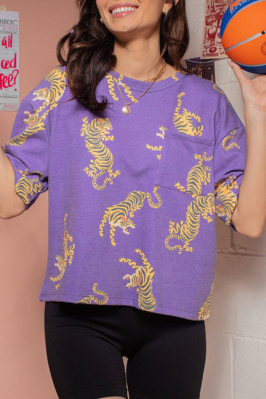 Purple Tiger Loose T Shirt