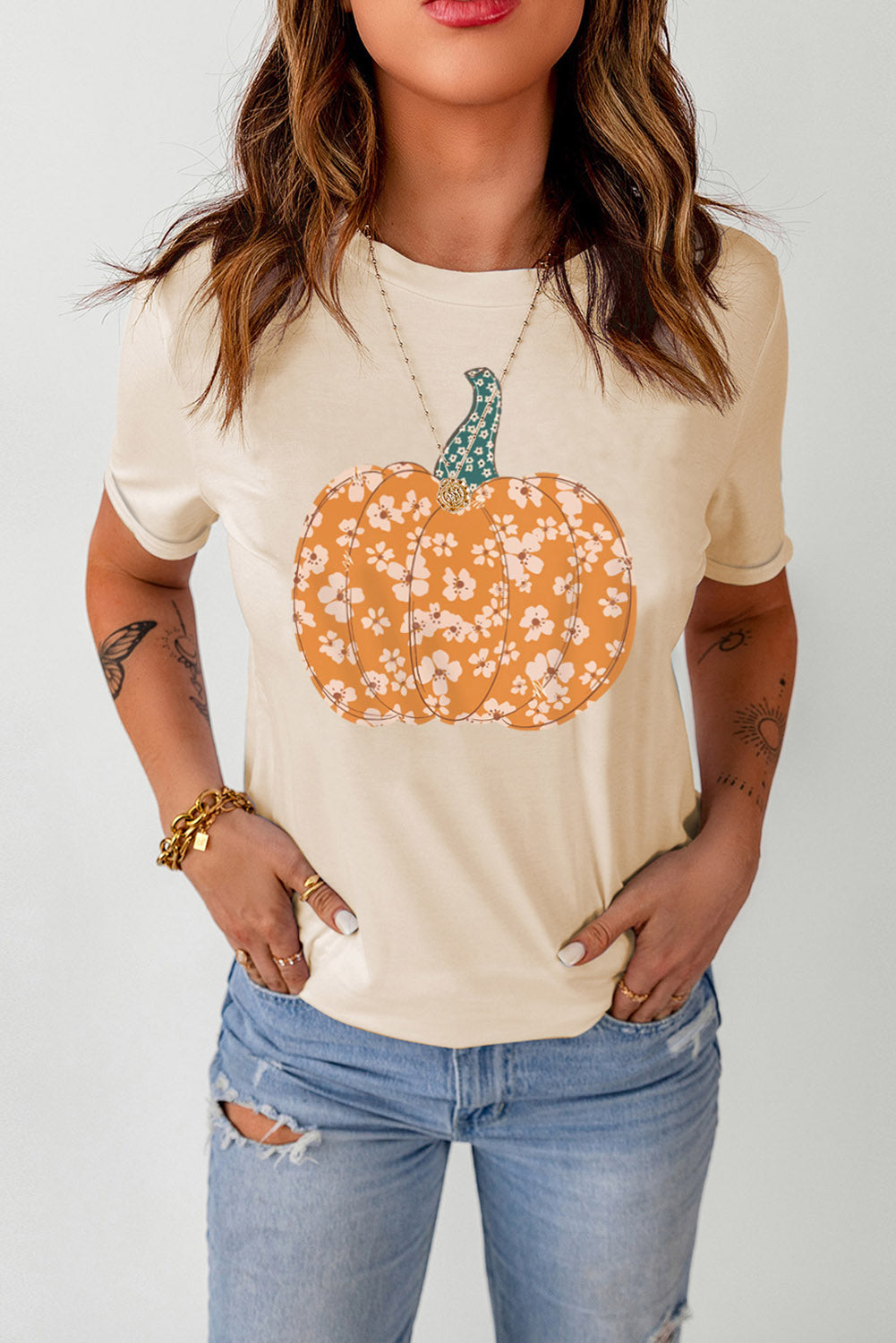 Sweet Floral Pumpkin Tee