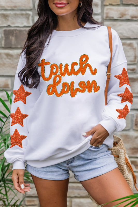 Glittering Touchdown Star Sleeve Sweatshirt