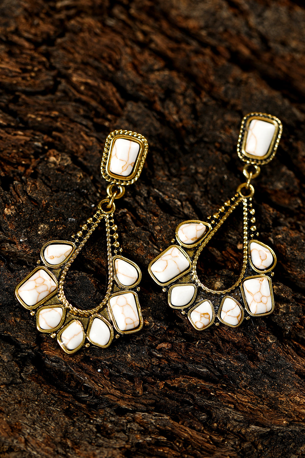 White Turquoise Inlay Earrings