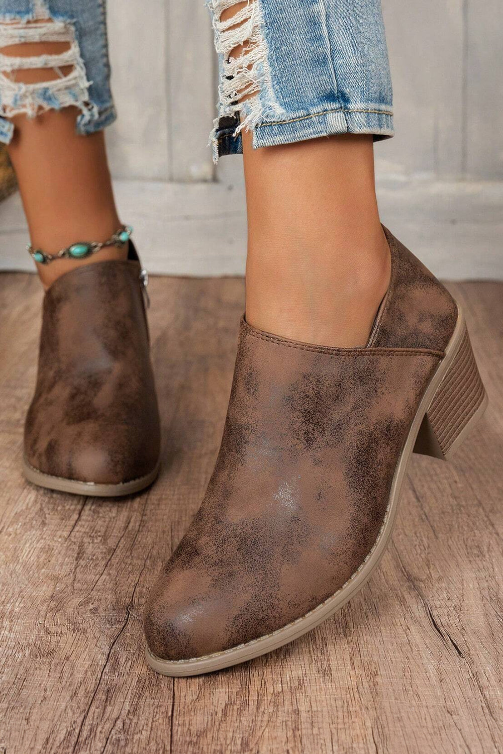 Coffee Sueded Ankle Boots