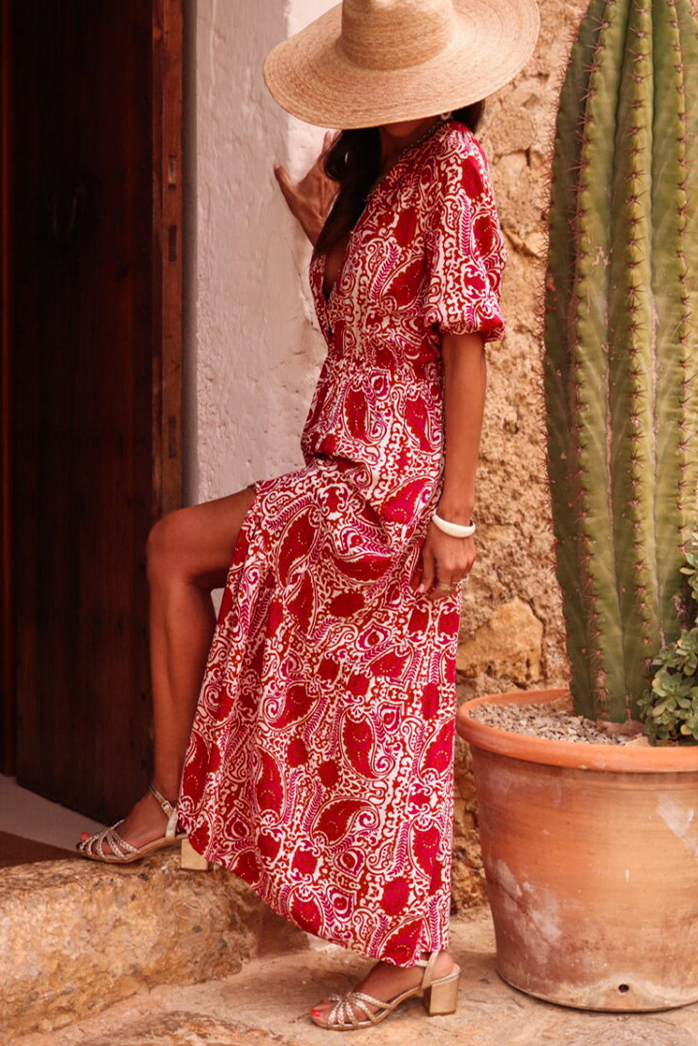 Red Paisley Maxi Dress