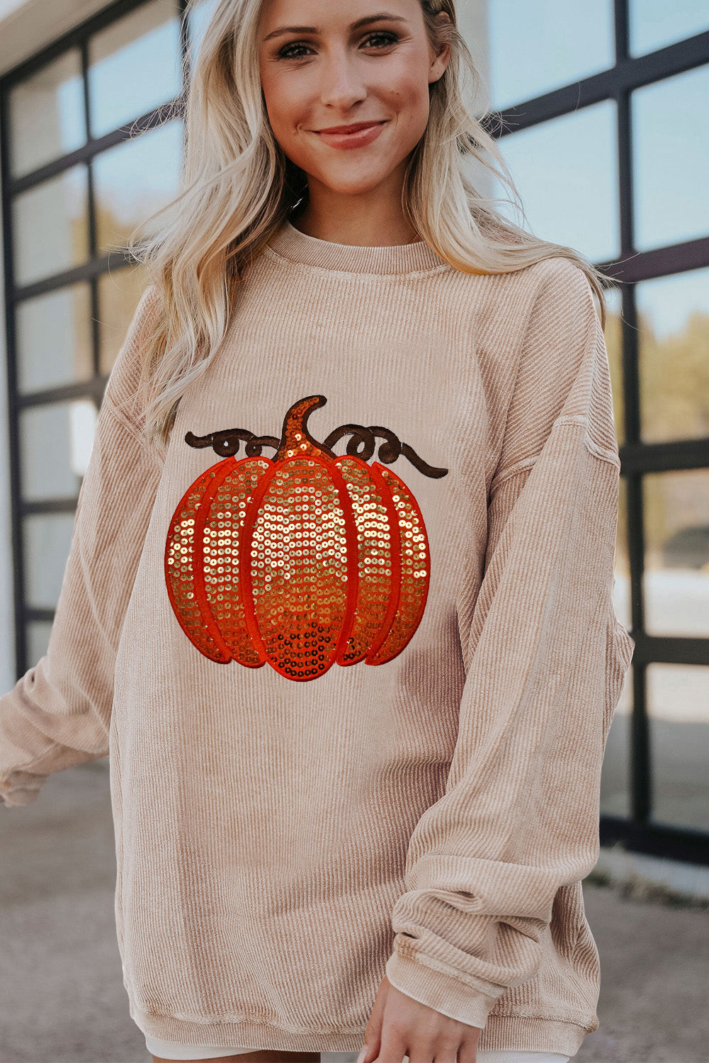 Halloween Sequin Pumpkin Sweatshirt