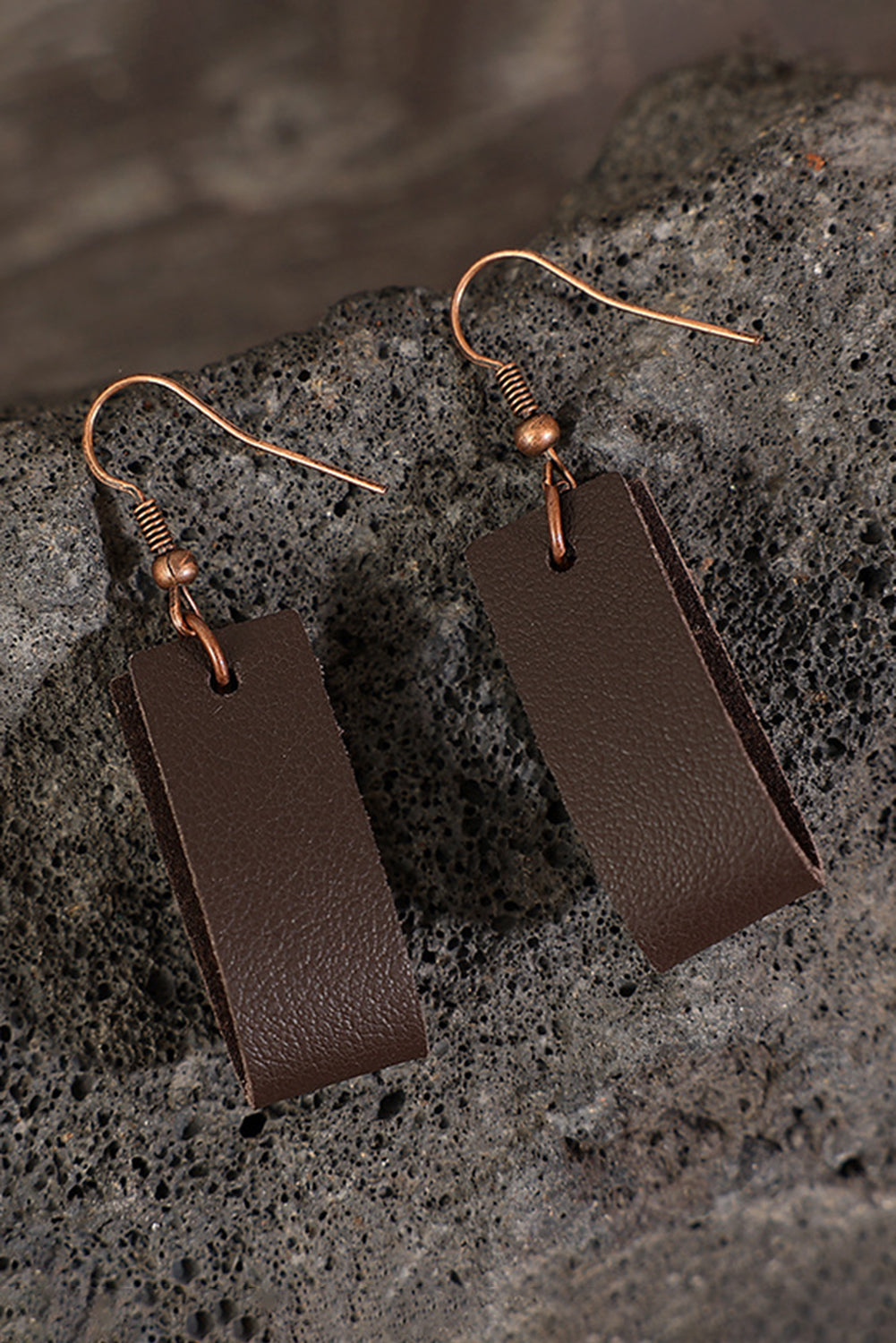 Dark Brown Circle Vegan Leather Earrings