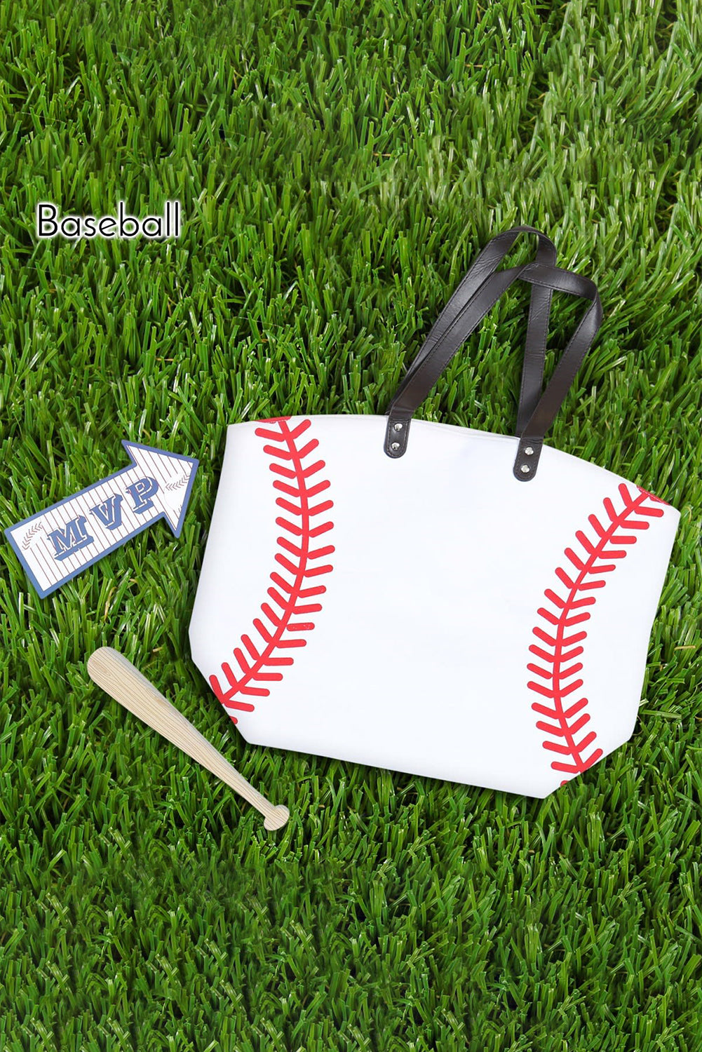 Canvas Baseball Large Tote Bag