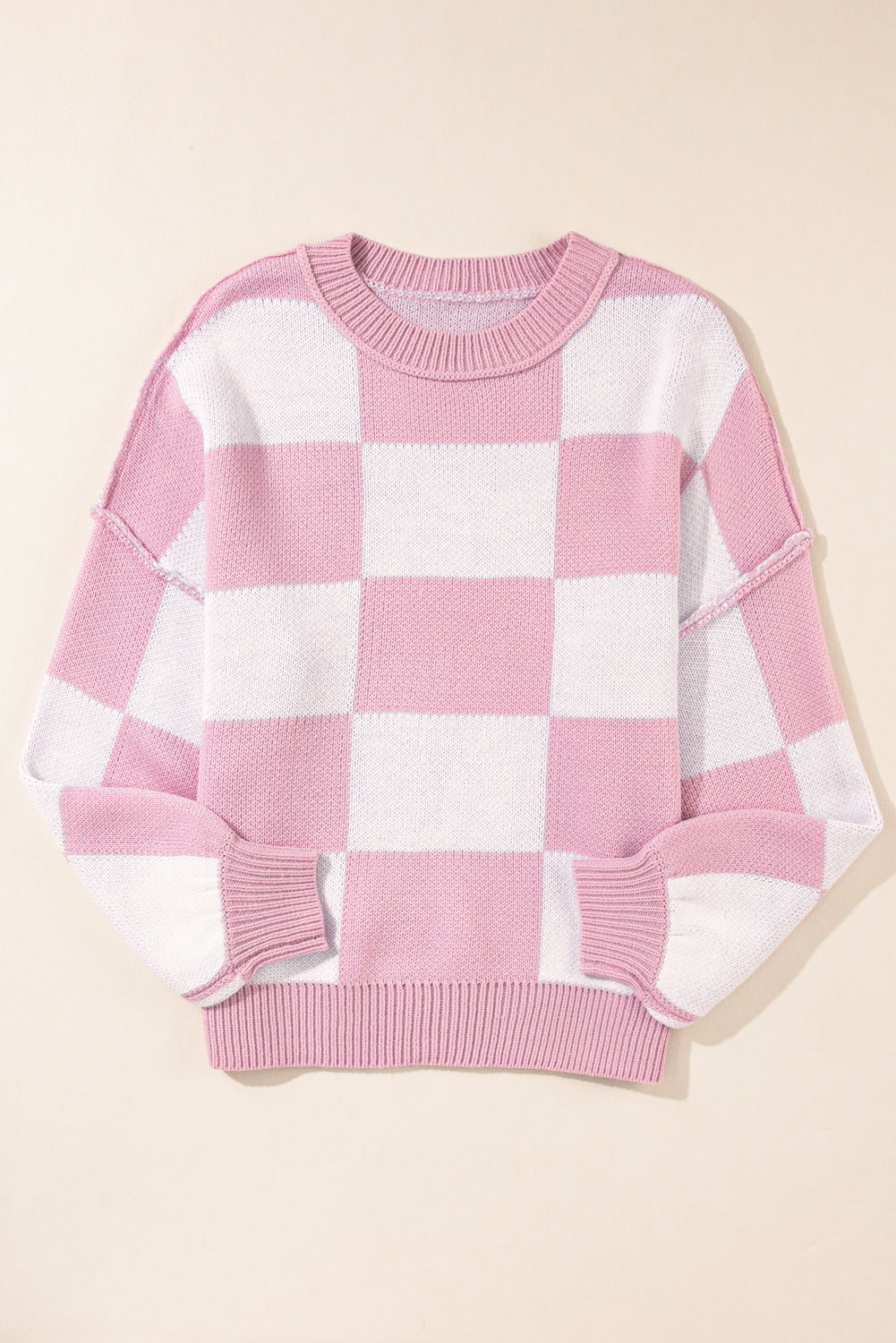 Plaid Exposed Seam Sweater