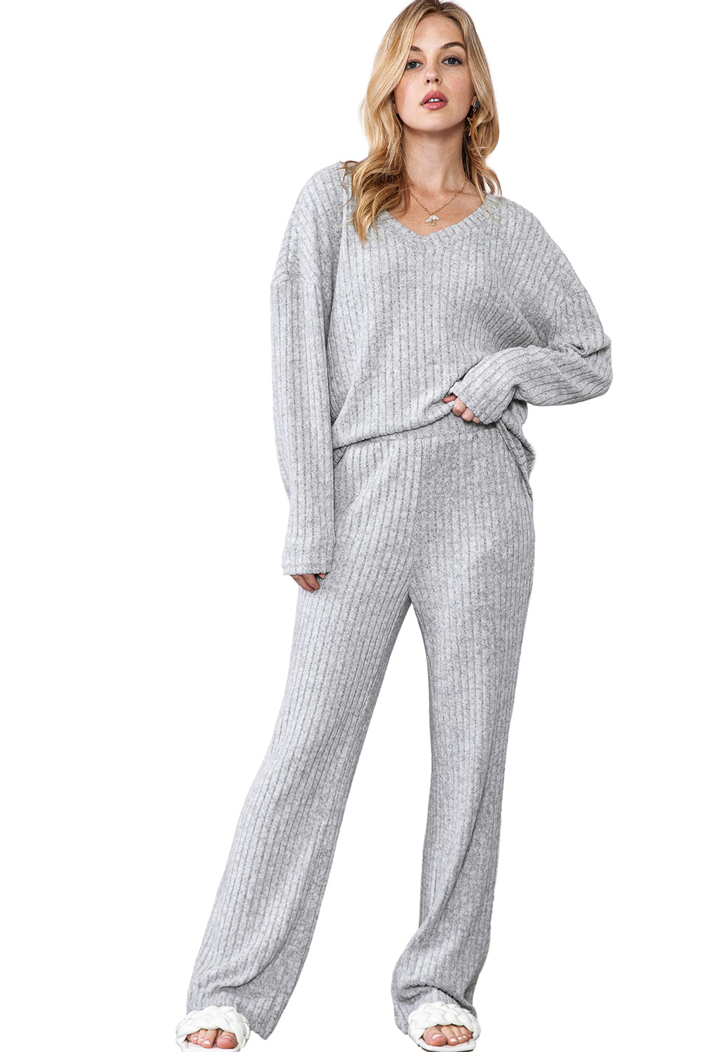 Slouchy Ribbed Knit Loungewear Set