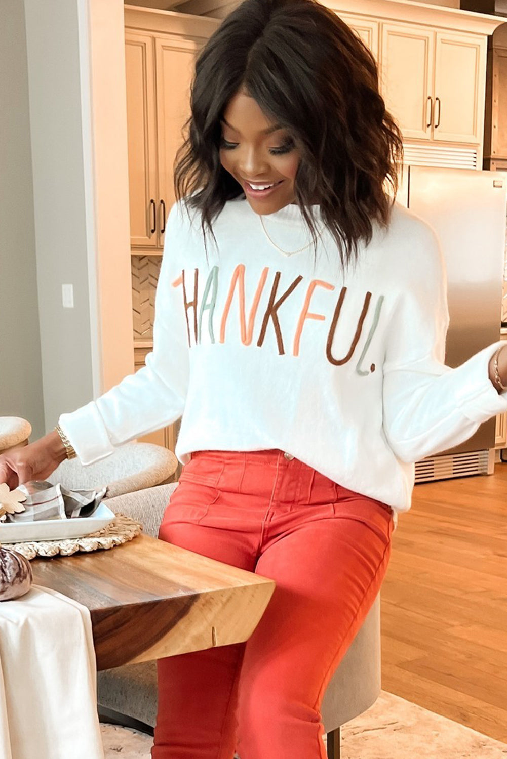 Thankful Embroidered Sweater