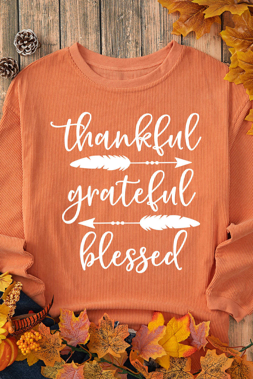 thankful grateful blessed Corded Sweatshirt