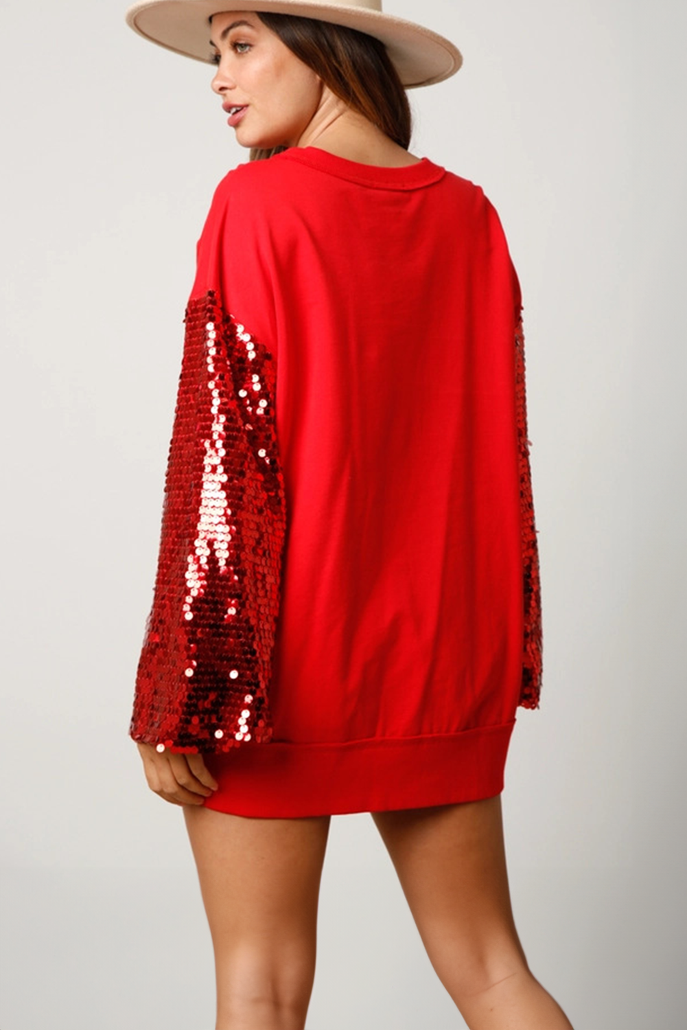 Festive Sequin Lantern Sleeve Sweatshirt