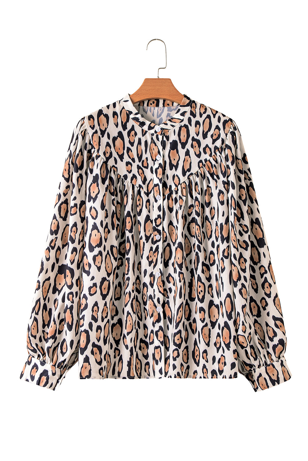 Leopard Print Balloon Sleeve Loose Blouse